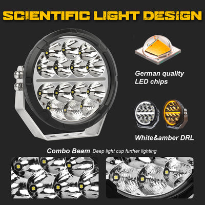 2pcs 7" LED Work Light DRL Driving Spot Pods Fog Lamp for Toyota Isuzu