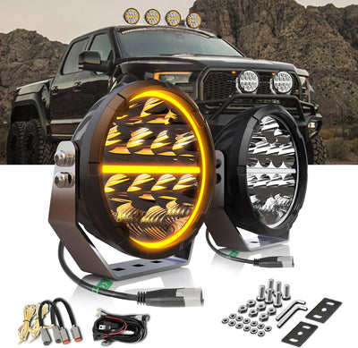 2pcs 7" LED Work Light DRL Driving Spot Pods Fog Lamp for Toyota Isuzu
