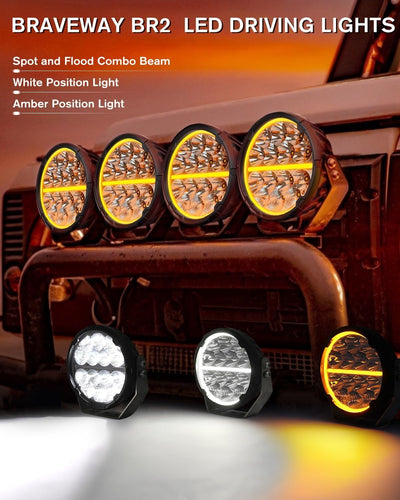 2pcs 7" LED Work Light DRL Driving Spot Pods Fog Lamp for Toyota Isuzu