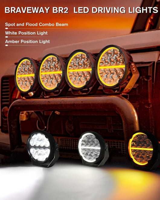 2pcs 7" LED Work Light DRL Driving Spot Pods Fog Lamp for Toyota Isuzu