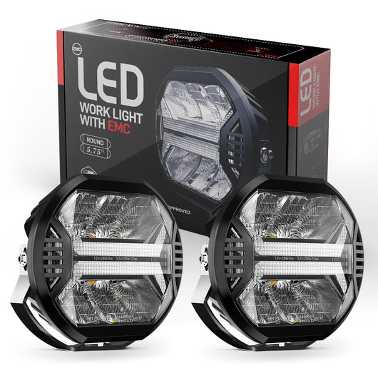 5.75-inch Premium LED Headlight 42W 12000LM 2pcs X-DRL E-Mark IP67 9-32V Wiring Harness for DT UAZ Niva