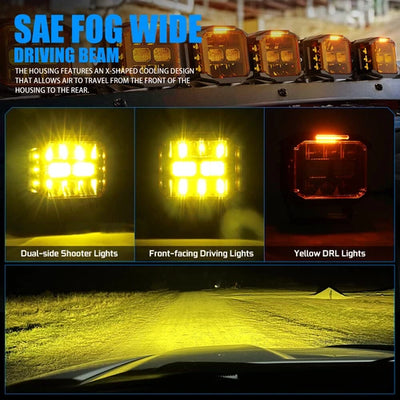 COLIGHT LED Driving Light Pods 5" Inch 500W Spot Flood Combo w/ Side Shooter DRL