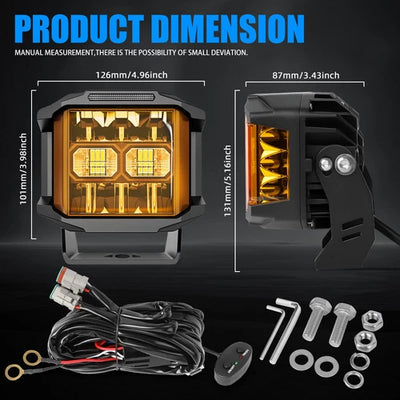 COLIGHT LED Driving Light Pods 5" Inch 500W Spot Flood Combo w/ Side Shooter DRL