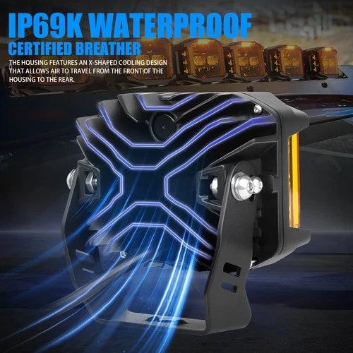 COLIGHT LED Driving Light Pods 5" Inch 500W Spot Flood Combo w/ Side Shooter DRL